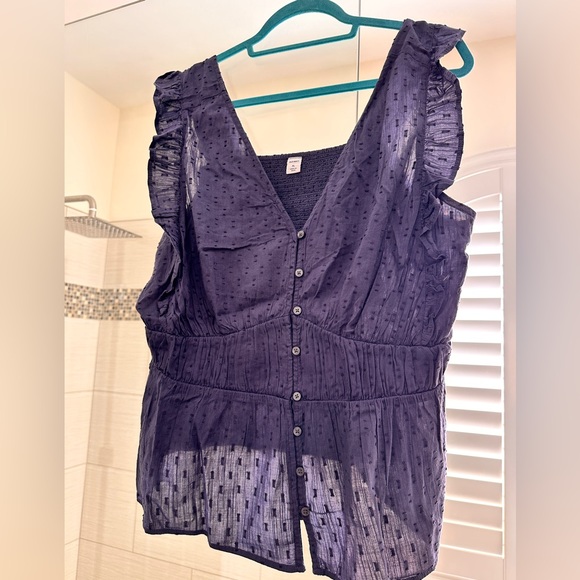 Old Navy blue Textured V-Neck Top - Picture 1 of 4